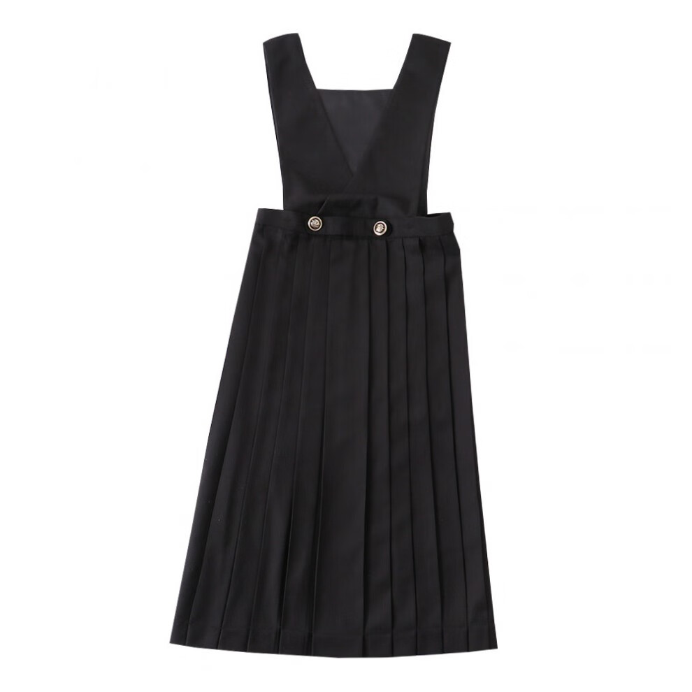 大小姐套装胡木桃连衣裙女秋冬季长款 黑色80cm 西装 长袖衬衫 链条