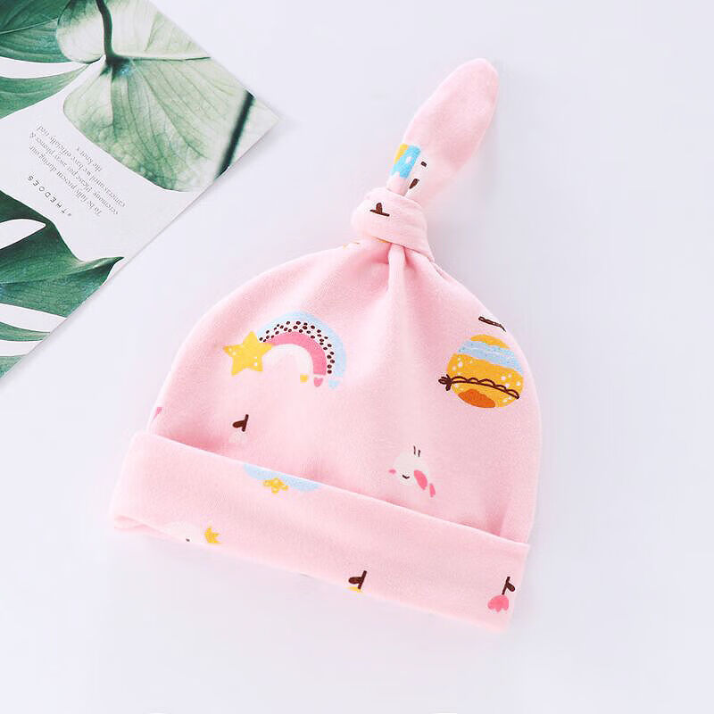 儿童睡帽婴儿帽子036个月秋冬套头帽男女宝宝新生儿帽子胎帽春秋蓝色