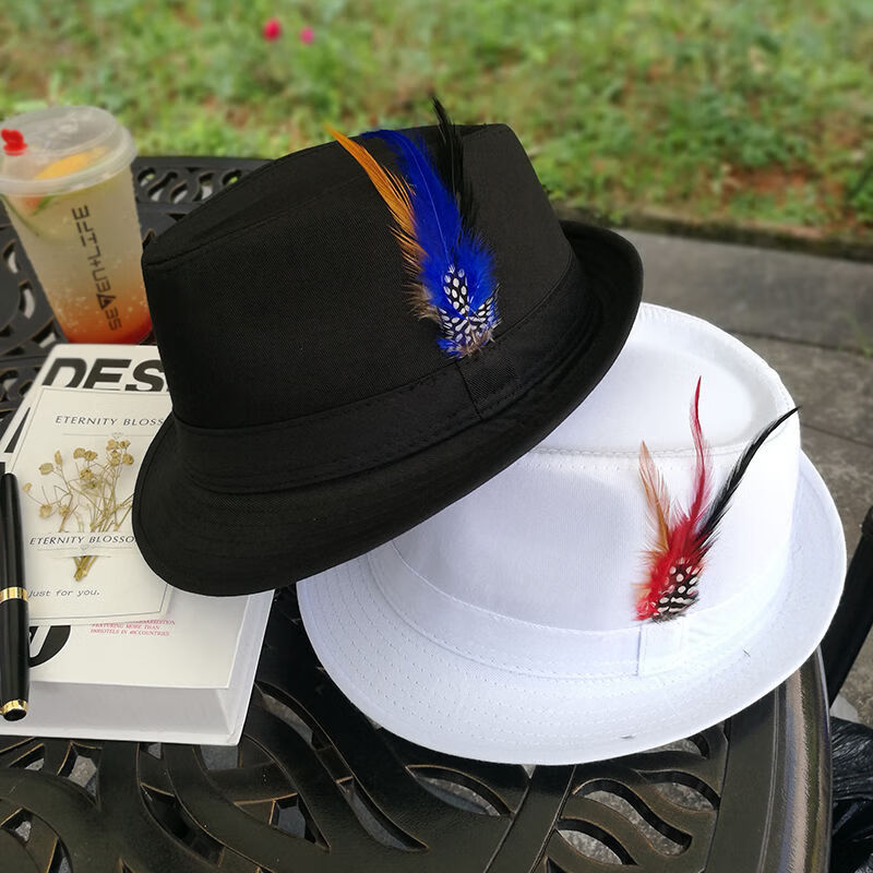 lucaly男绅士英伦风格帽子羽毛绅士礼帽男女时尚造型文艺舞蹈表演可