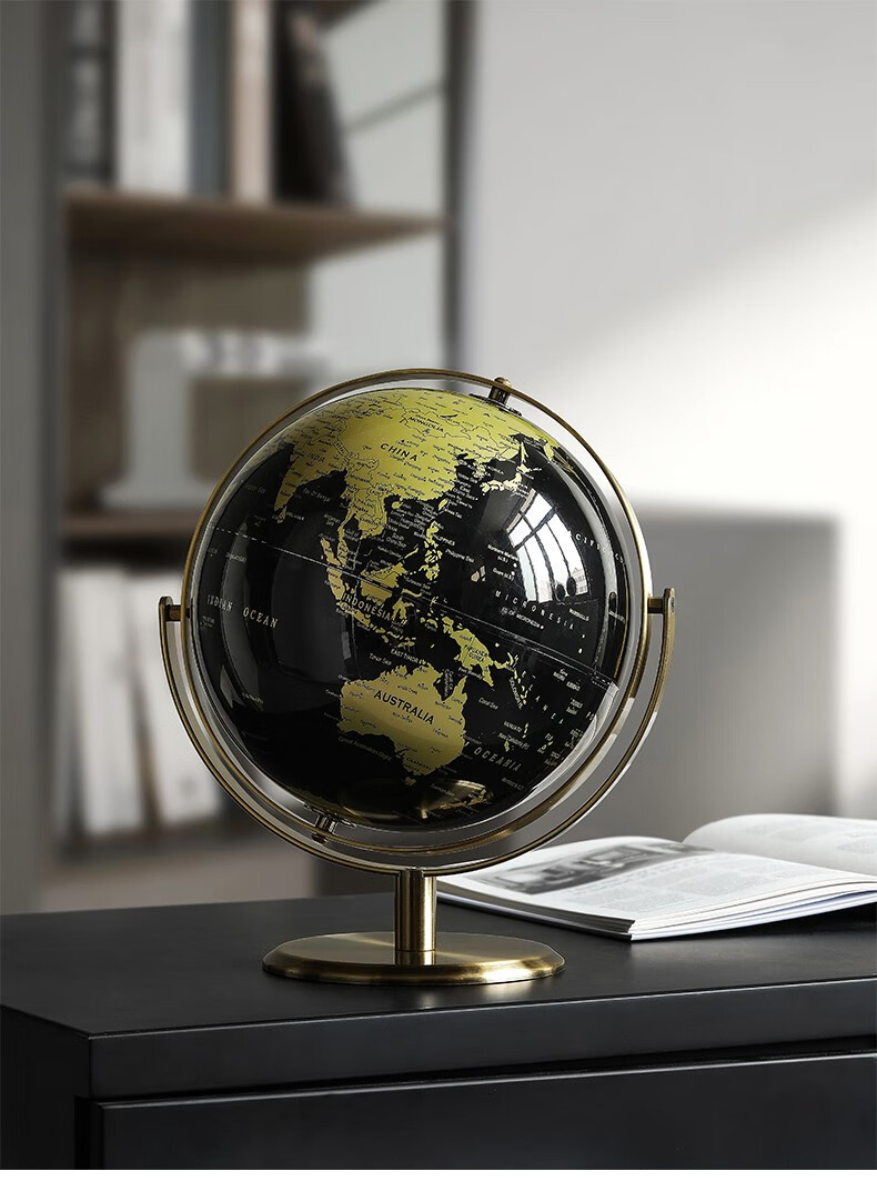 地球仪男孩生日礼物10岁高端实用玩具居家摆件办公室书房轻奢黑金款小