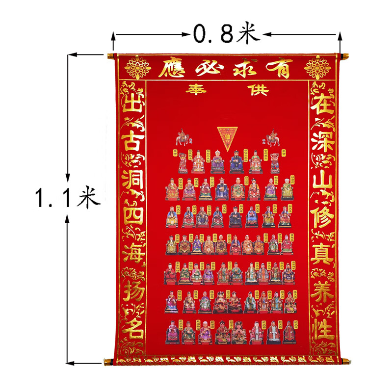 红堂单黄堂单净版堂单格子堂单带图 三尺三彩金加厚佛家全图黄【图片