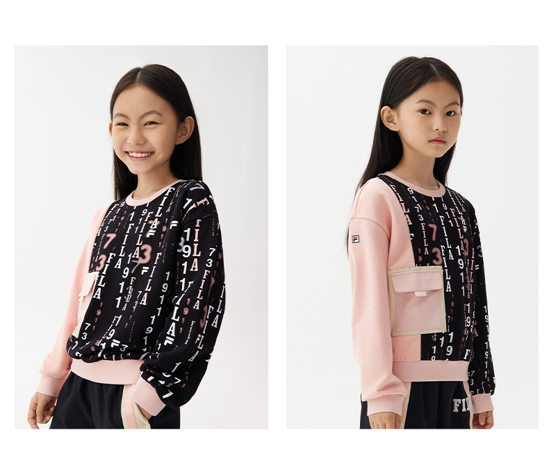 fila斐乐童装女童卫衣20222春季新款儿童运动长袖中大童洋气上衣fila