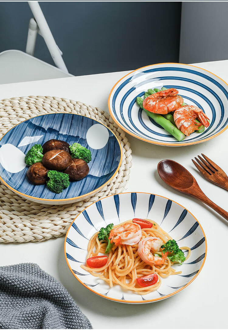 4个装盘子菜盘家用日式创意家用菜盘子碟子深盘汤盘陶瓷餐具套装小号