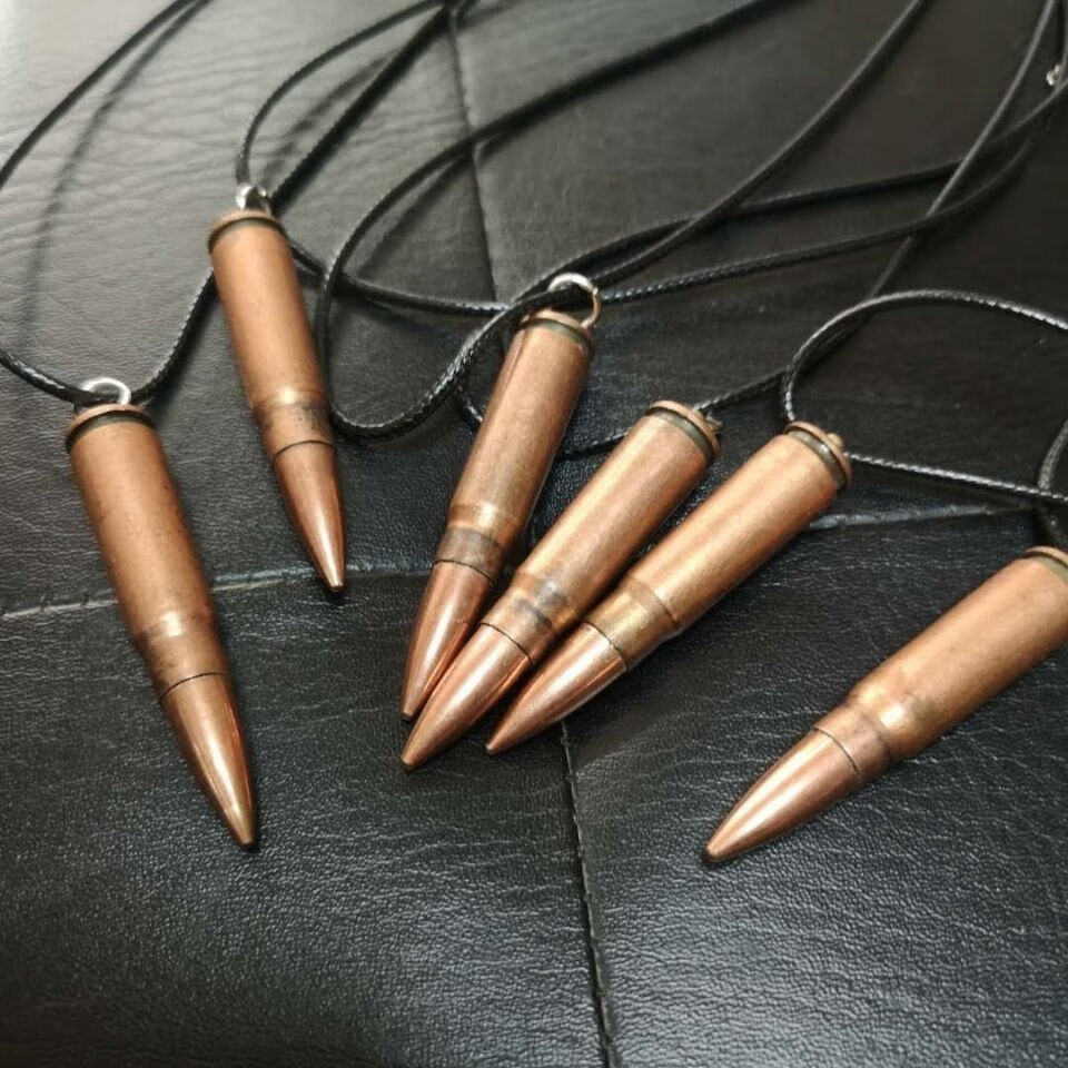 81杠项链弹头项链战狼项链弹壳工艺品真壳真头十枚56弹实心弹头不桥片
