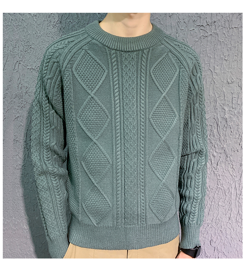 qiaokuo乔阔高端送礼男装冬款粗线手工编织毛衣男加厚保暖原创粗针纯