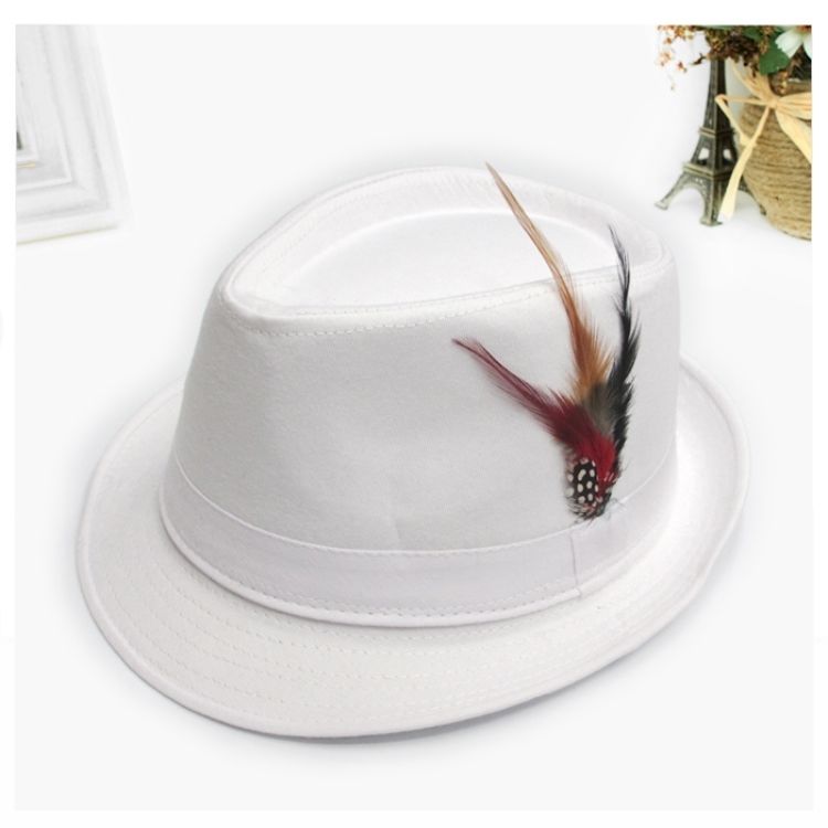lucaly男绅士英伦风格帽子羽毛绅士礼帽男女时尚造型文艺舞蹈表演可