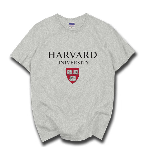 大学短袖班服哈佛大学短袖t恤校服夏季圆领纯棉情侣文化衫定制款小标