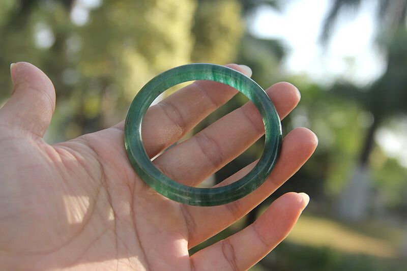 拾吟 天然绿草莓晶手镯 冰种草莓晶水晶青翠绿细圆条镯子 9号- 圈口52