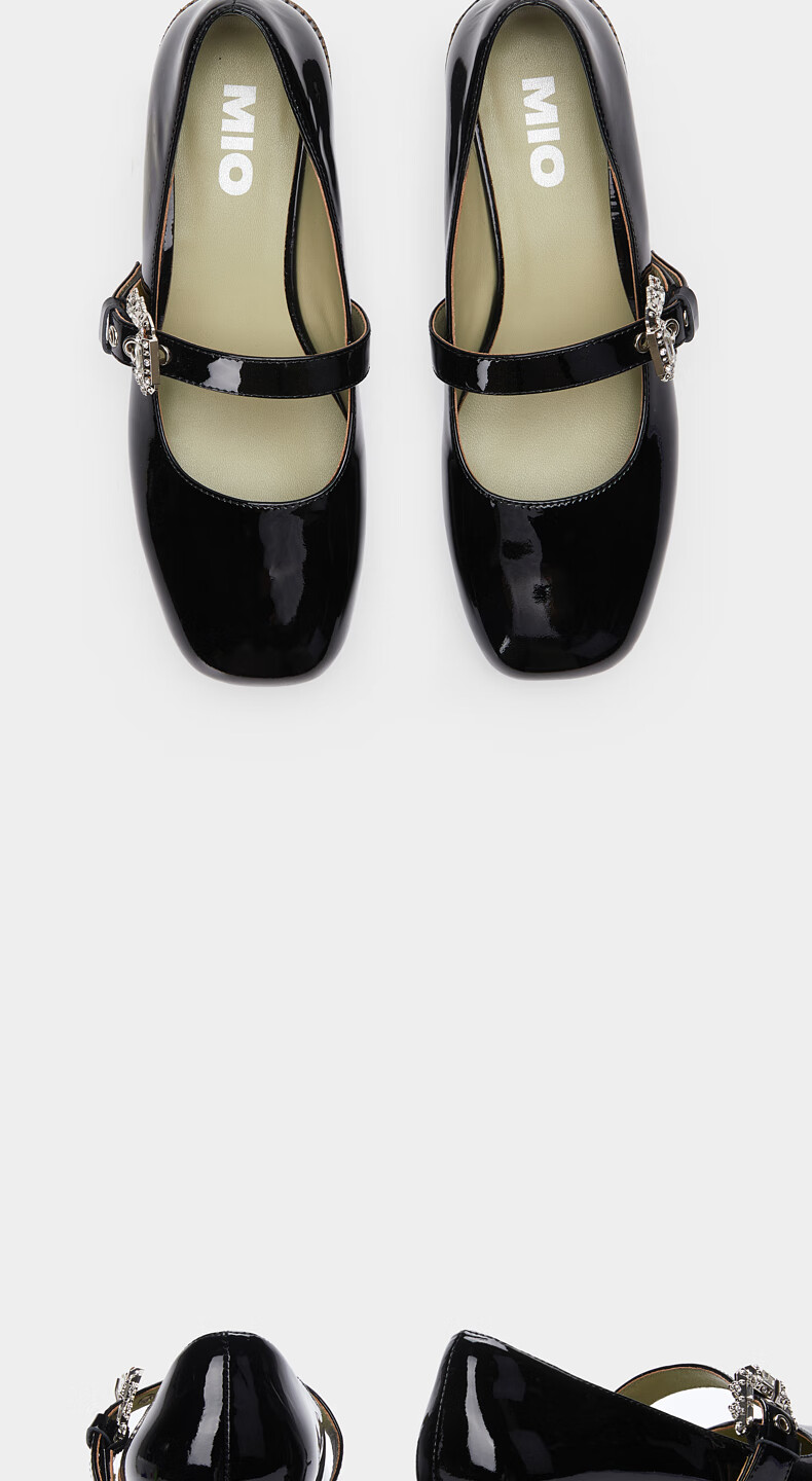 mio米奥2022年春季新款可爱甜美一字带扣式玛丽珍鞋舒适仙女单鞋黑色