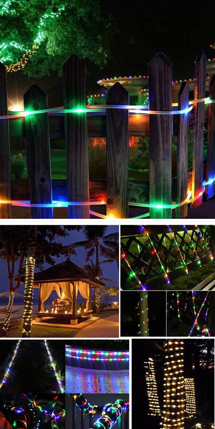 太阳能管子灯户外防水led彩色灯带花园庭院装饰灯串七彩灯条闪灯彩色