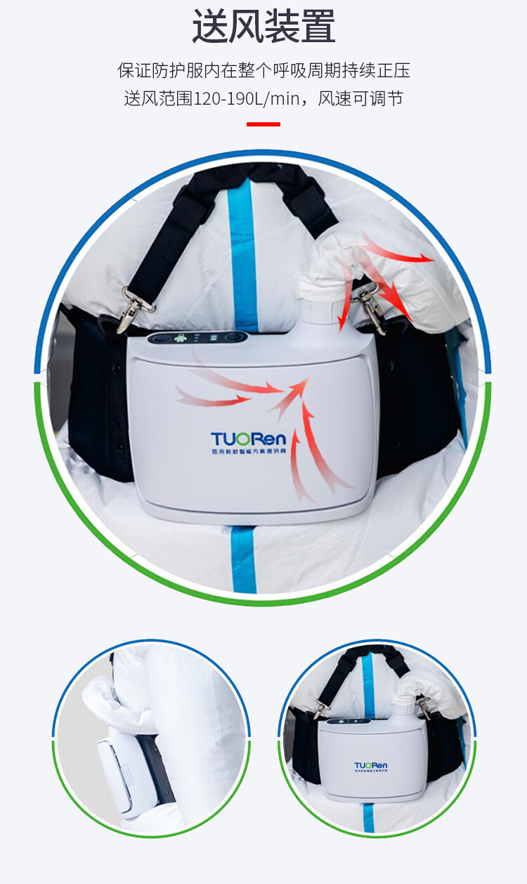 【京健康】传染科正压防护服带呼吸管正压密闭式一次性防护服不含送风