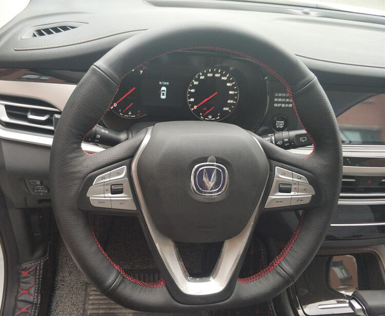21款长安逸动plus方向盘套unit引力手缝cs15cs75plus 黑皮红线【uni-t