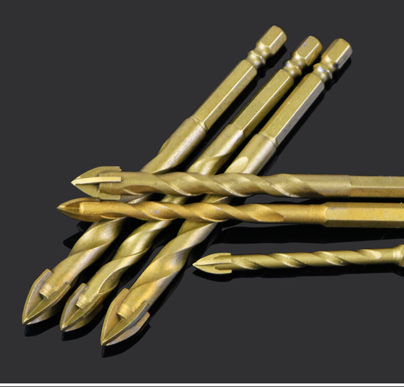 加长螺纹硬质合金十字一字三角钻瓷砖水泥陶瓷墙壁玻璃六角柄钻头8mm