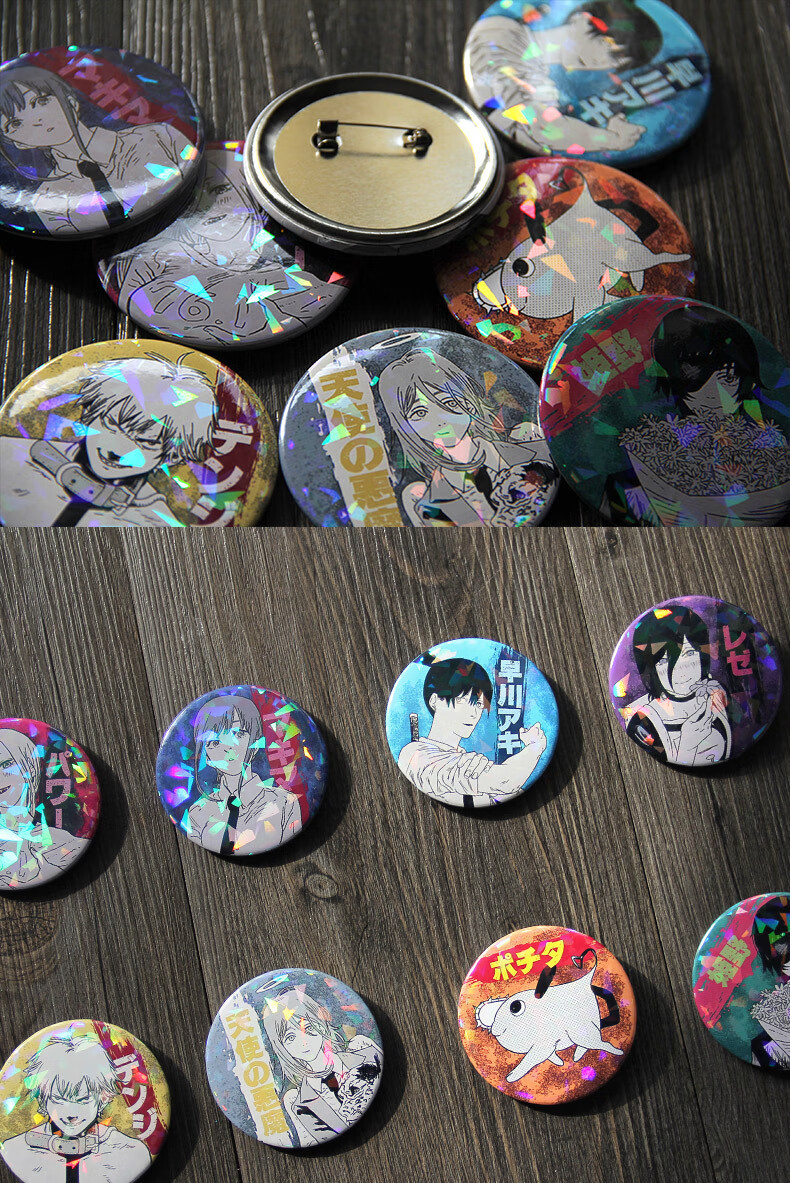 链锯人电锯人漫画周边动画闪吧唧徽章早川秋电锯人闪徽章