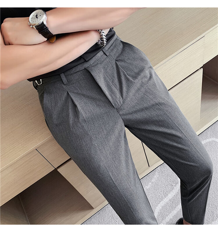 意式复古 那不勒斯西裤男高腰裤廓尔喀西裤西服裤子修身小脚休闲高端