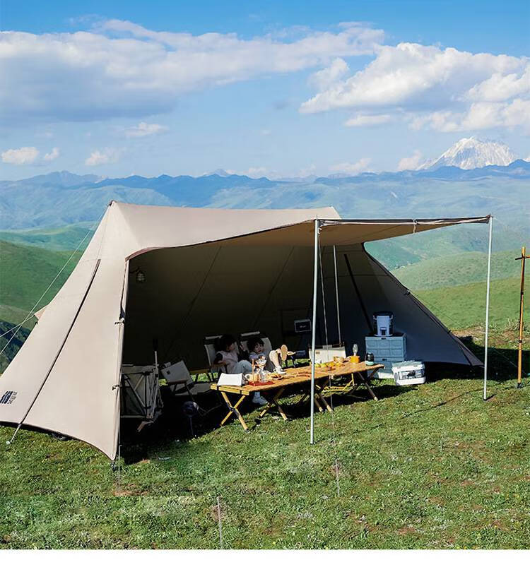屋脊帐篷 云塔 a塔庇护所帐天幕帐篷户外大型露营防雨防晒黑胶遮阳棚