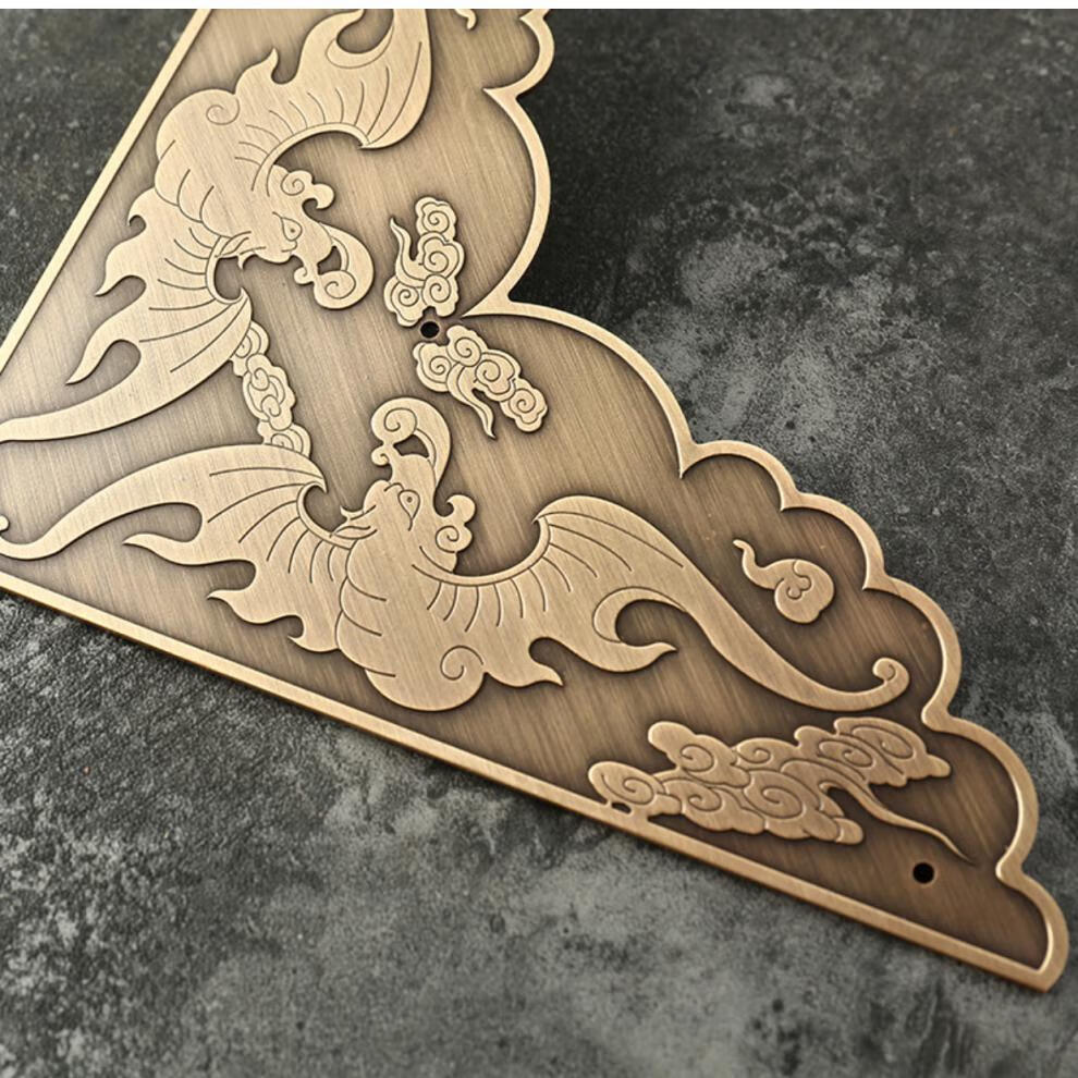 思科得 中式仿古纯铜角花大门包角复古木门角片装饰如意护角铜包边yl