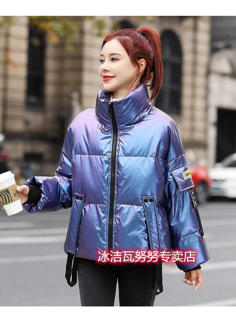 反季清仓羽绒服女士外套炫彩亮面丫丫羽绒服女短款21年冬季新款时尚白