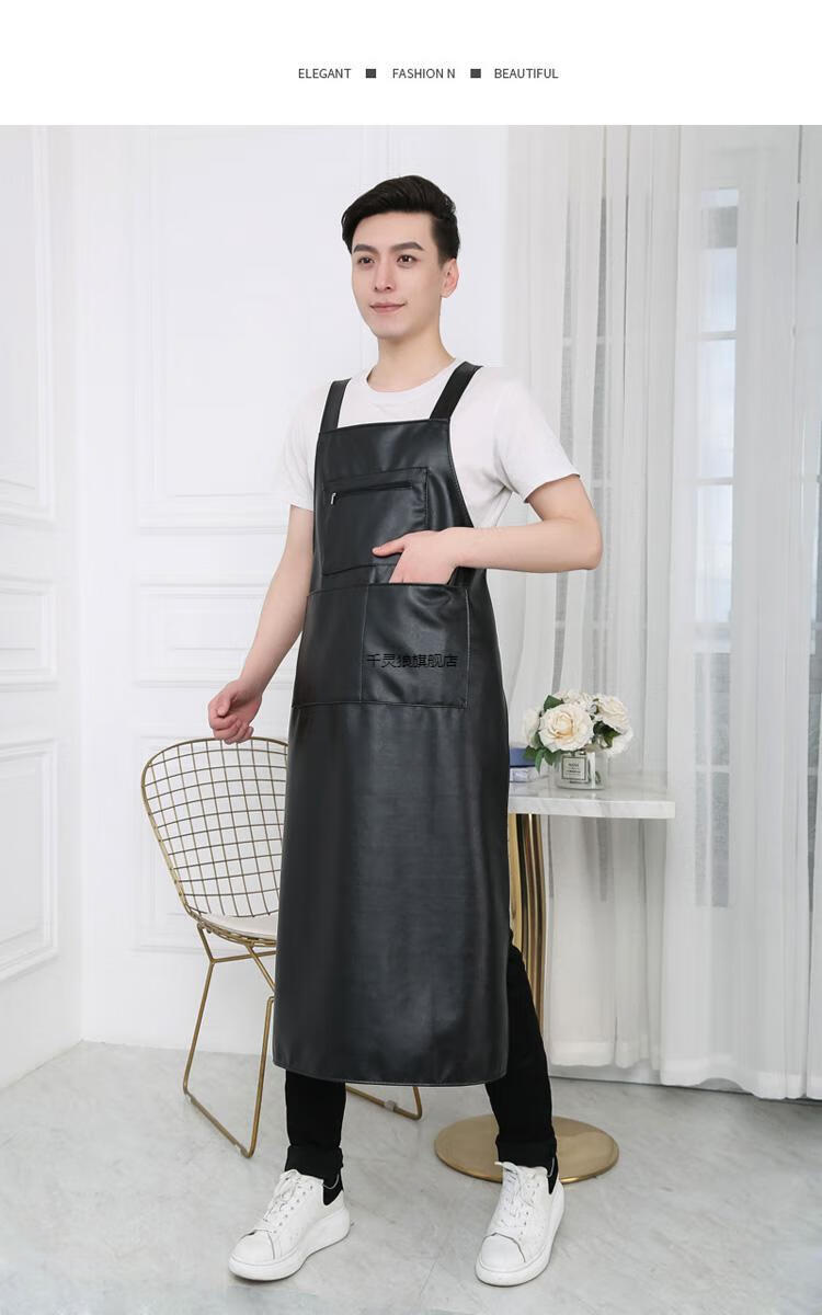 杀鱼专用围裙卖鱼衣服杀猪防水 倒背衣大人厨房防水防油皮质耐磨 加长