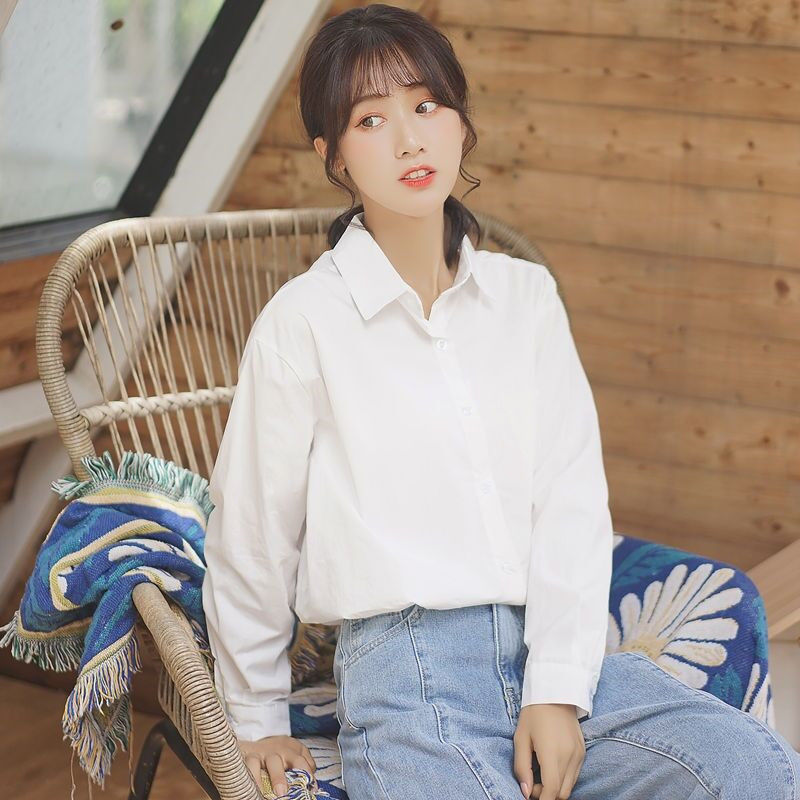 2021春秋装学生打底衬衣女正装秋冬白衬衫女白色长袖薄款暗扣xl建议