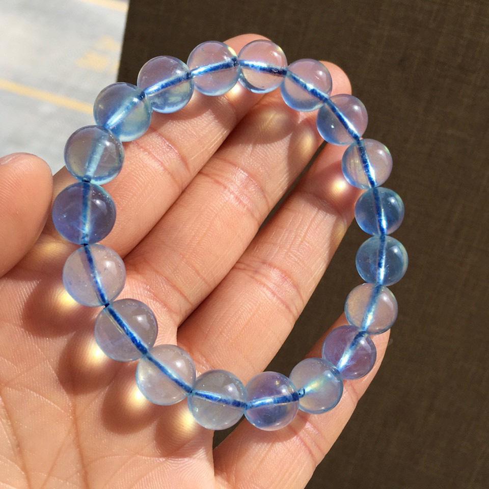 大灿天然海蓝宝手链男女款实用晶体通透海水蓝色11毫米时尚单圈蓝水晶