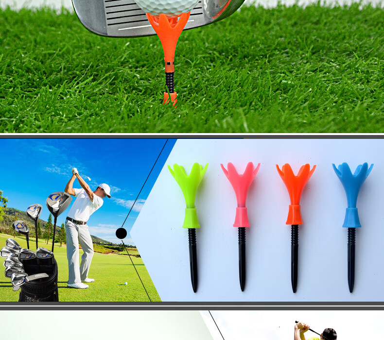 caiton凯盾旋转限位高尔夫球tee 可调节高度球钉花瓣型耐打球拖 绿色