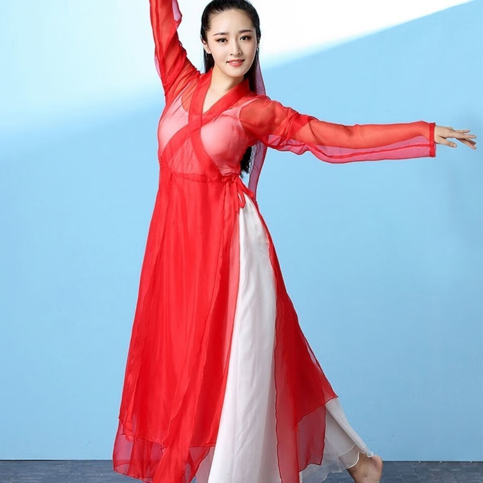 万疆古典舞蹈服装女古风陈情令无羁练功服中国风纱衣飘逸演出服装白色