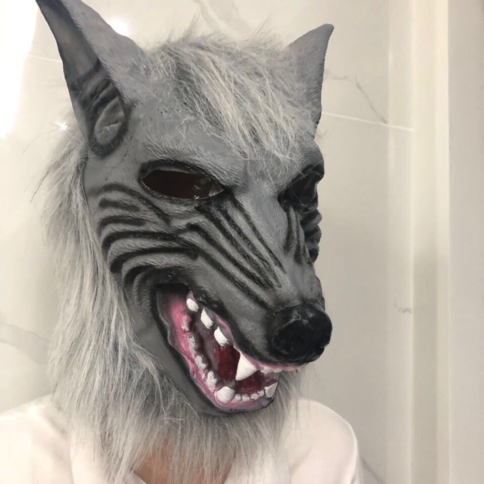 大灰狼头套 狼人杀面具狼头狼手动物头套面具万圣节化妆舞会抖音派对