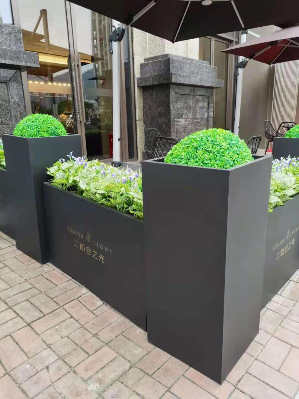 铁艺不锈钢花箱现代户外花槽售楼部花坛酒店商场广场外摆绿植花盆 80*