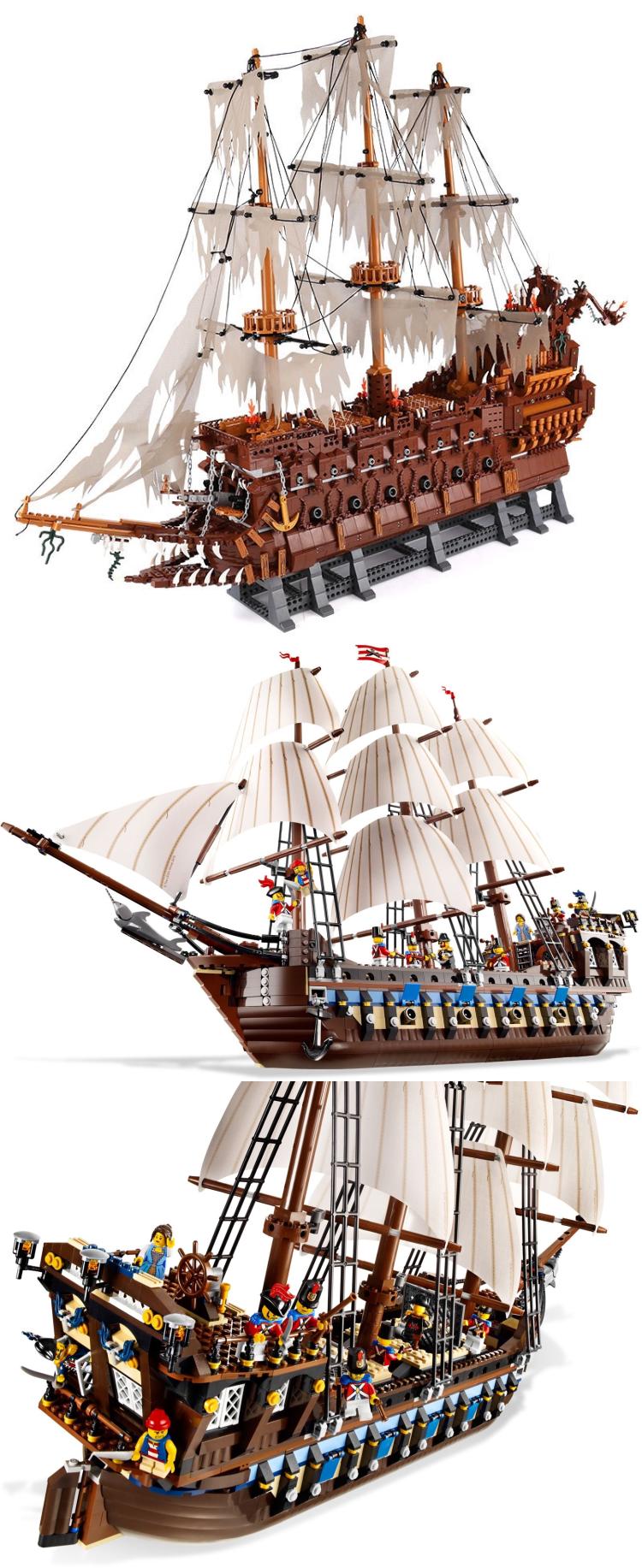兼容乐高加勒比海盗船飞翔荷兰人海牛号帝国战舰安妮飞船积木成人高
