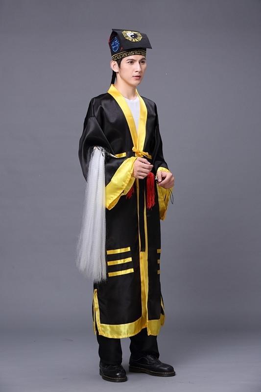 道士服装男古装茅山道袍道教法衣黄色对襟太八卦经衣林英2021 黄色