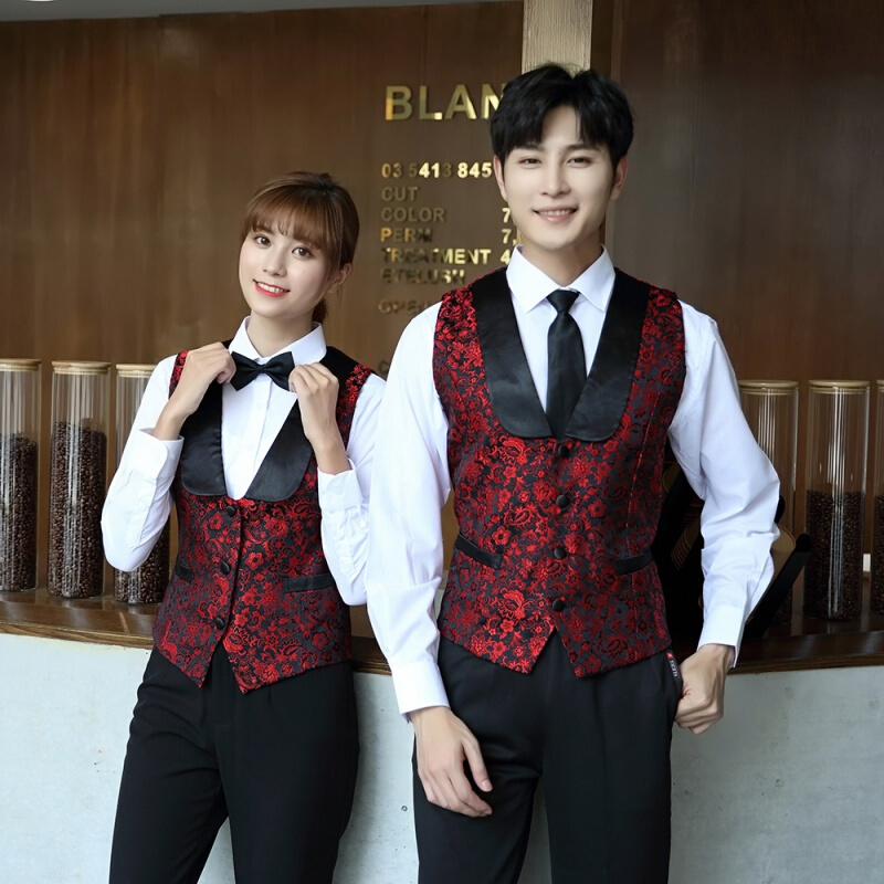 柚斯男装西餐厅调酒师工作服会所服务员男女马甲少爷