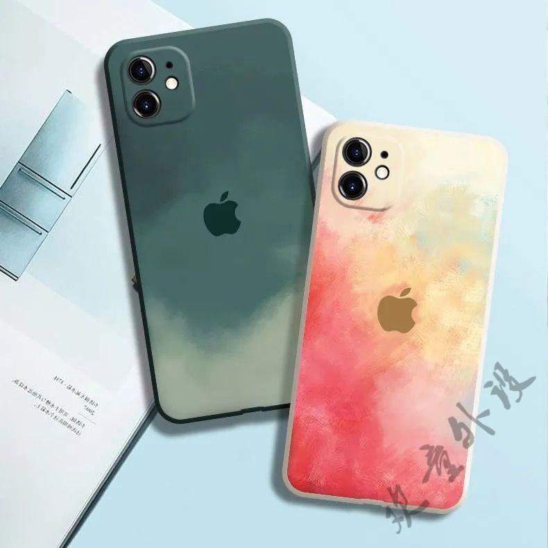 手机壳iphone78plus官方同款xrxs全包防摔11promax硅胶6冬雪色水彩