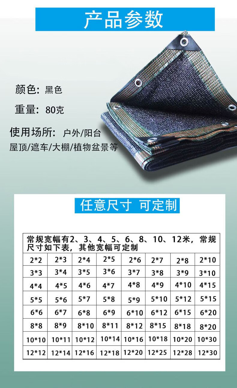 遮阳网加密加厚晒网隔热老化家用花卉太阳光房遮阴黑纱庶阳网 3米宽 5