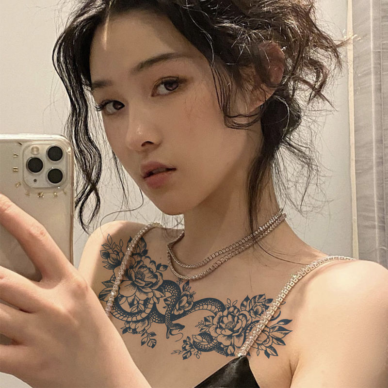 支持国货密特骄纹身贴花臂性感火辣大图案草本纹身贴暗黑系胸口手臂