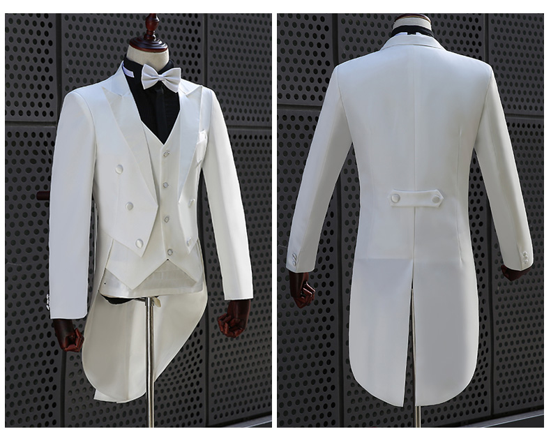 罗蒙(romon)轻奢燕尾服礼服套装伴郎装男主持人服装魔术师舞台演出燕