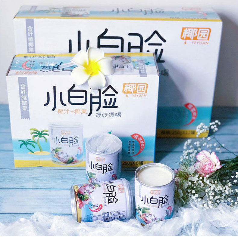 椰园小白脸椰子汁250g6瓶箱海南特产椰子肉果汁大果粒椰汁饮料1箱6
