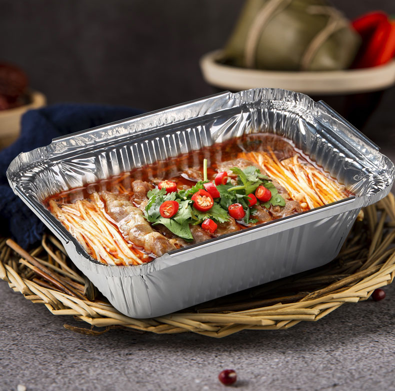 锡纸盒 空气炸锅箔洱特铝箔餐盒50只一次性烧烤烘焙家用长方形锡纸盒