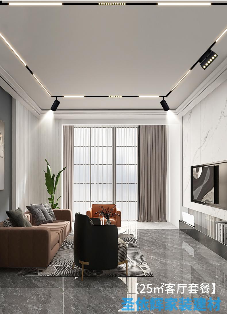 暗装客厅无主灯led射灯明装线条磁吸灯具磁吸餐吊灯φ40mmh300功率12w