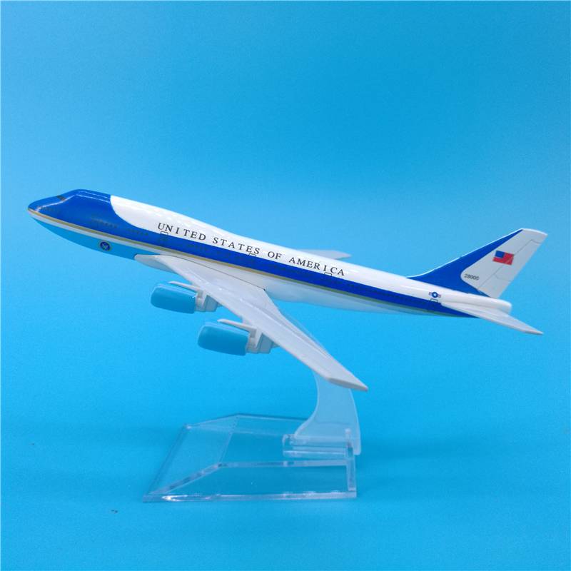 万代美国空军一号飞机模型 16cm美国专机空军一号波音b747飞机模型