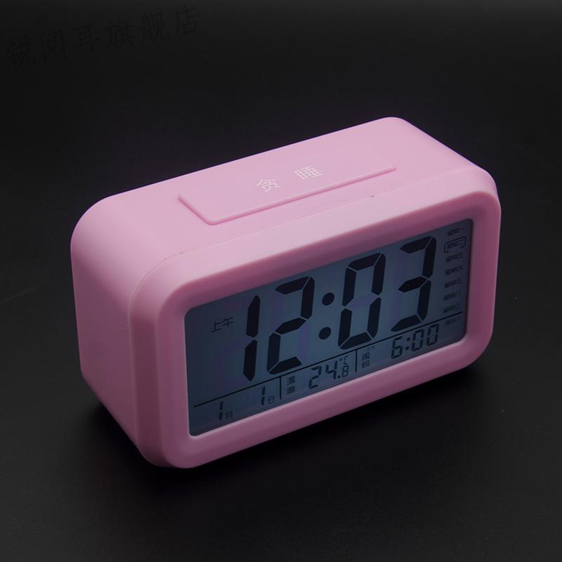 led语音电子报时钟表 中文整点盲人报时老人学生温度时尚桌面闹钟 gh