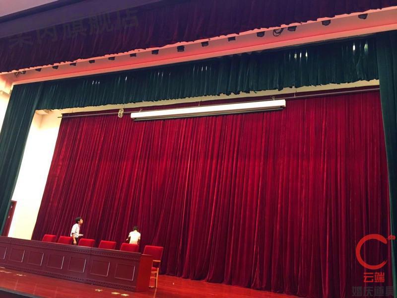 舞台幕布婚礼金丝绒布幔会展会议庆典揭幕布婚庆中式背景纱幔舞台黑色