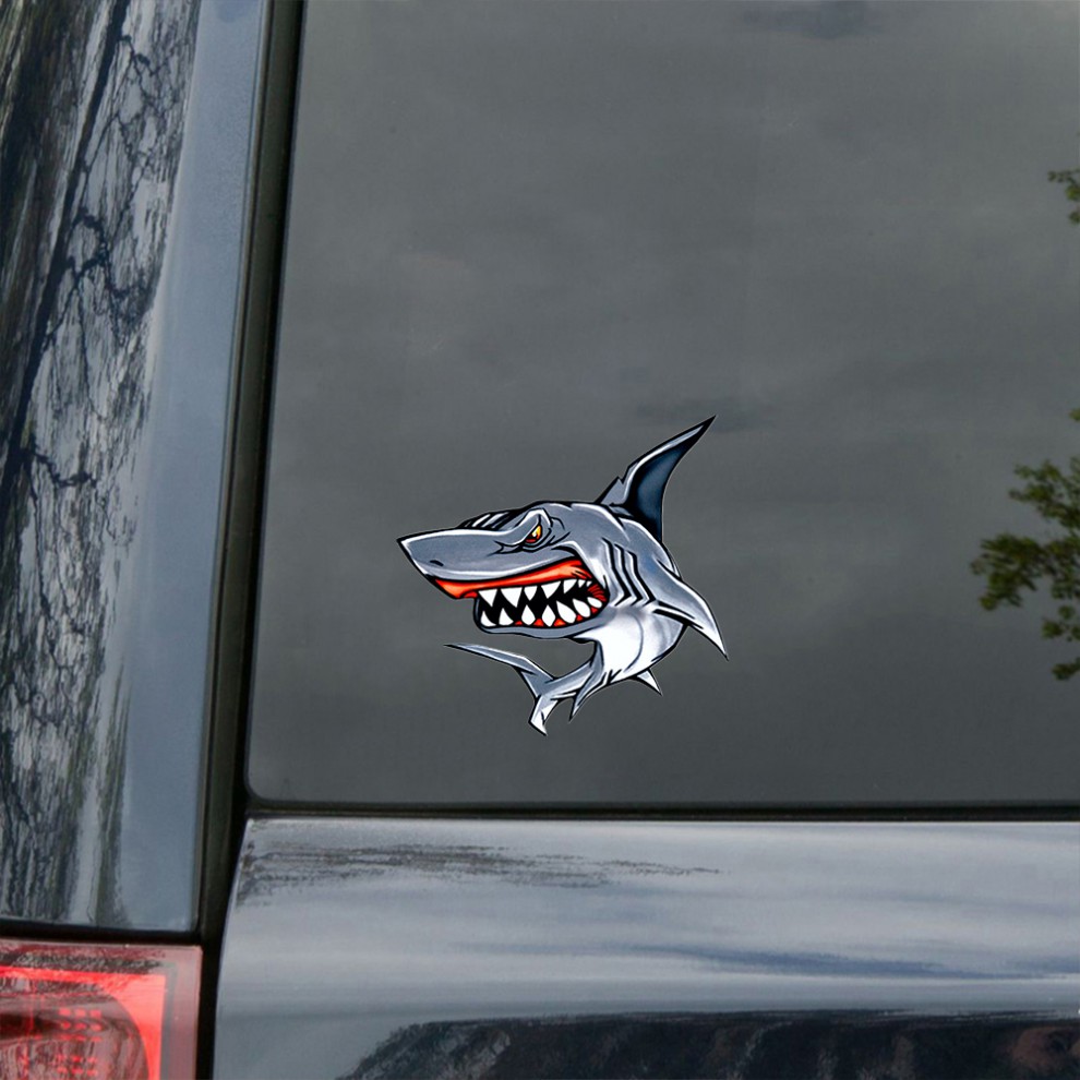 搞怪鲨鱼车贴贴纸宝马奔驰amg小钢炮电动车个性创意装饰车贴防水大号