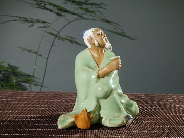 天南兄弟盆景假山摆件陶瓷小人物老翁下棋翁弹琴吹笛配件上水石吸水石