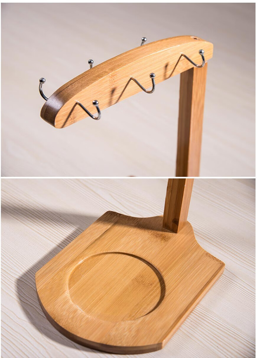 竹制杯架马克杯玻璃杯架子水杯收纳挂架咖啡杯木架不锈钢杯架家用咖啡