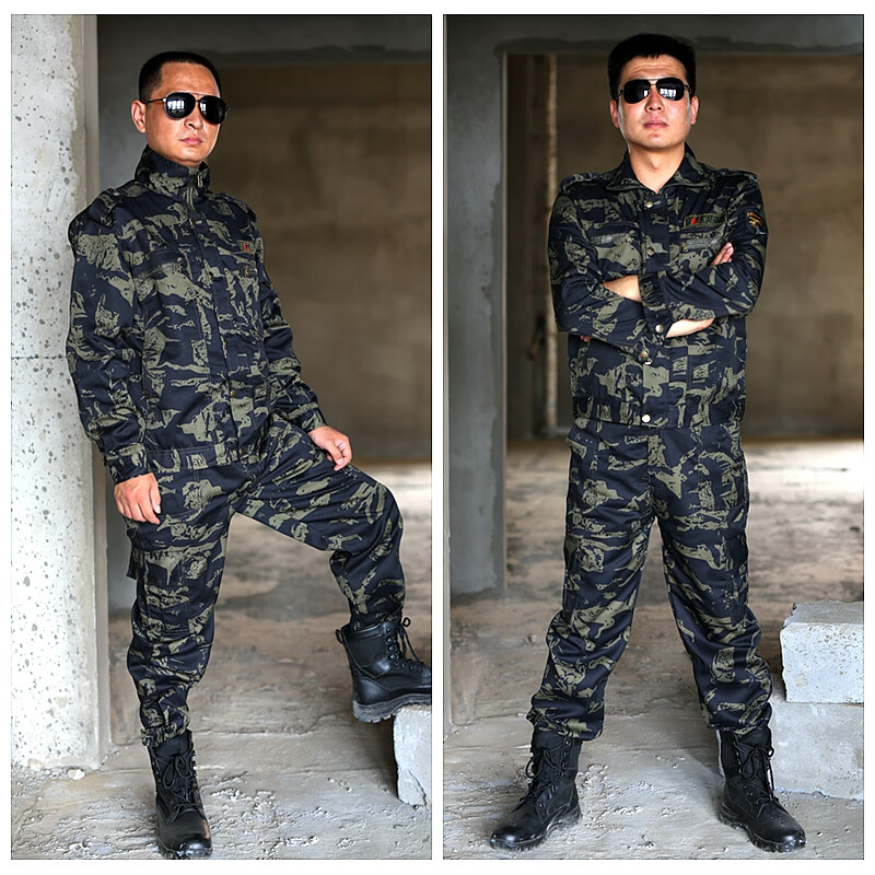 工地薄款工作服特战迷彩服男教官服唬斑套装加腰带16580am100120斤