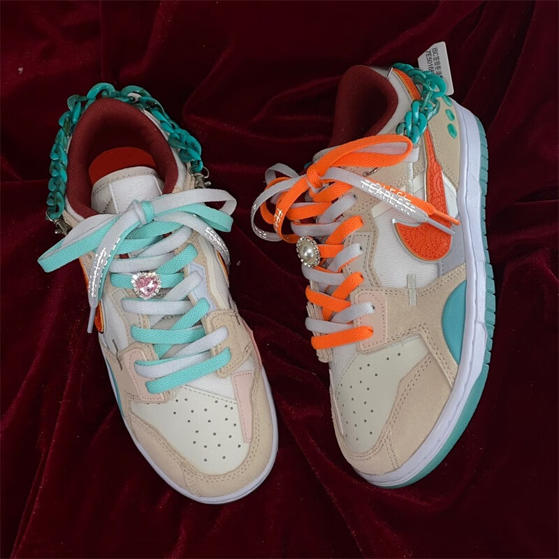 适配aj鞋带 适配nikedunkscrap中国玉休闲板鞋aj1af1白橙蓝fearless