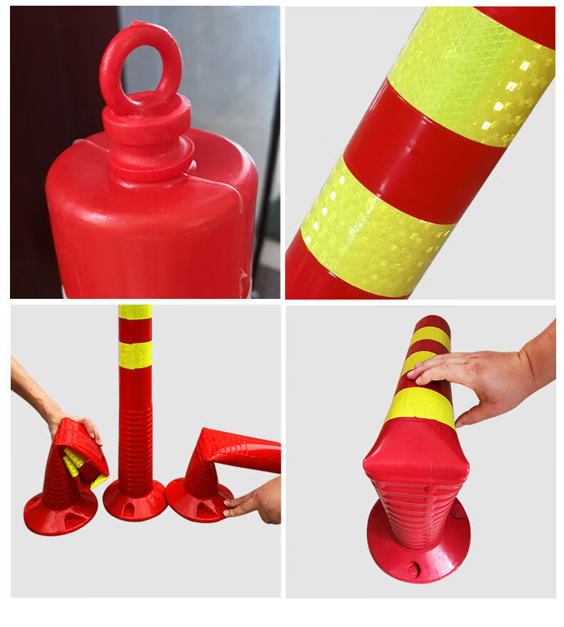 塑料警示柱pu弹力柱隔离桩停车桩警示桩路障锥反光防撞柱75cmeva泡沫