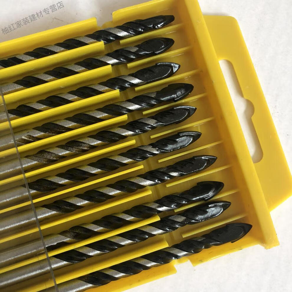 瓷砖三角钻头6mm8mm玻璃陶瓷混凝土水泥开孔器手电钻麻花三角钻6mm10