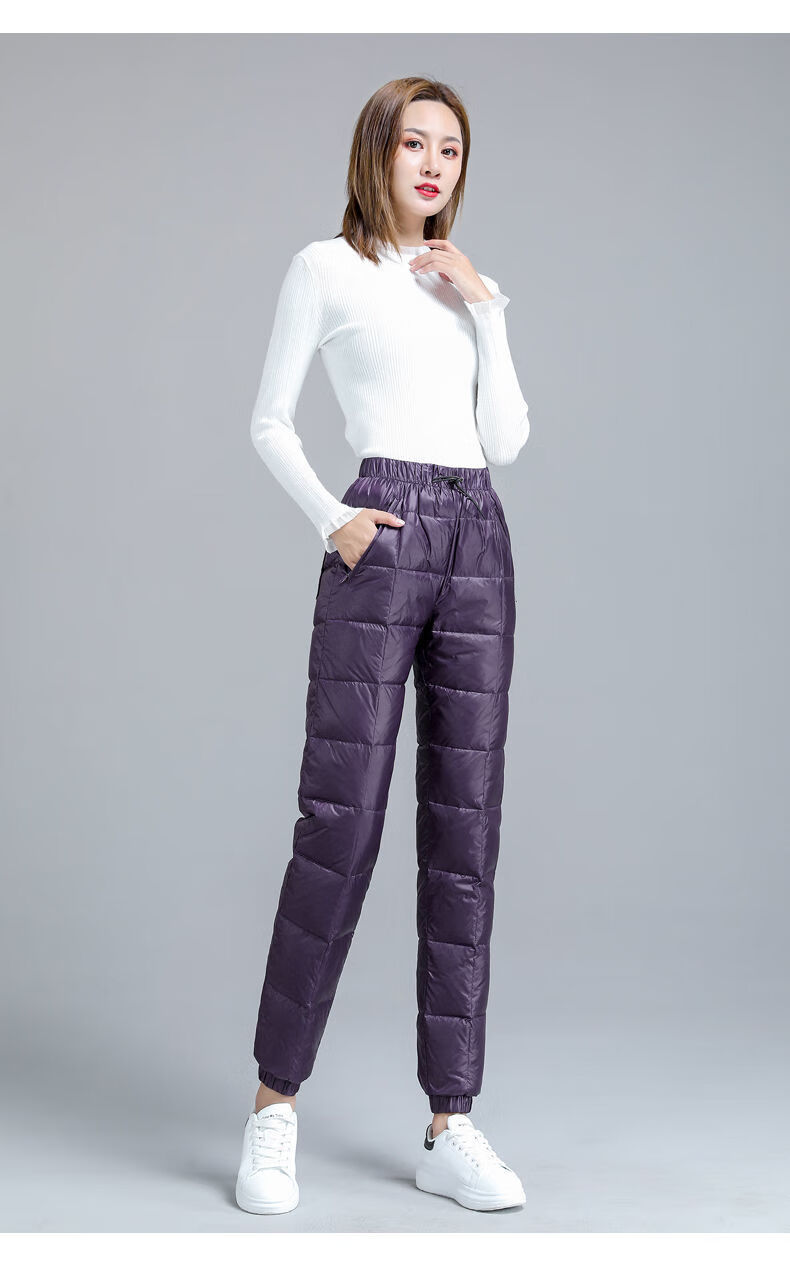 时尚休闲加厚高腰显瘦2021冬季新款女士保暖棉裤白色2xl建议135150斤